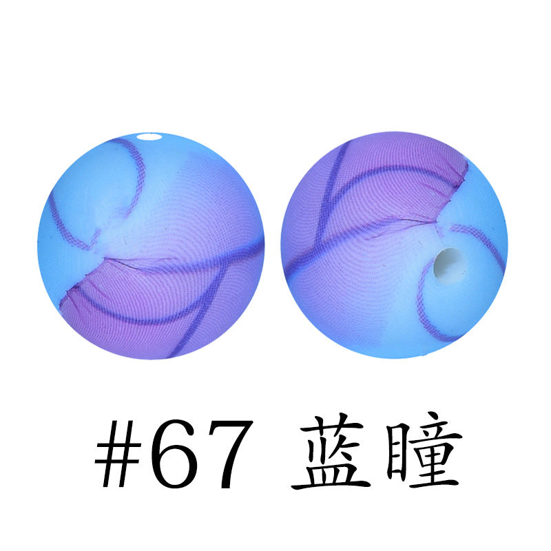 Wholesale 50pcs 16mm Print Silicone Beads Colorful Silicone Water Transfer Beads